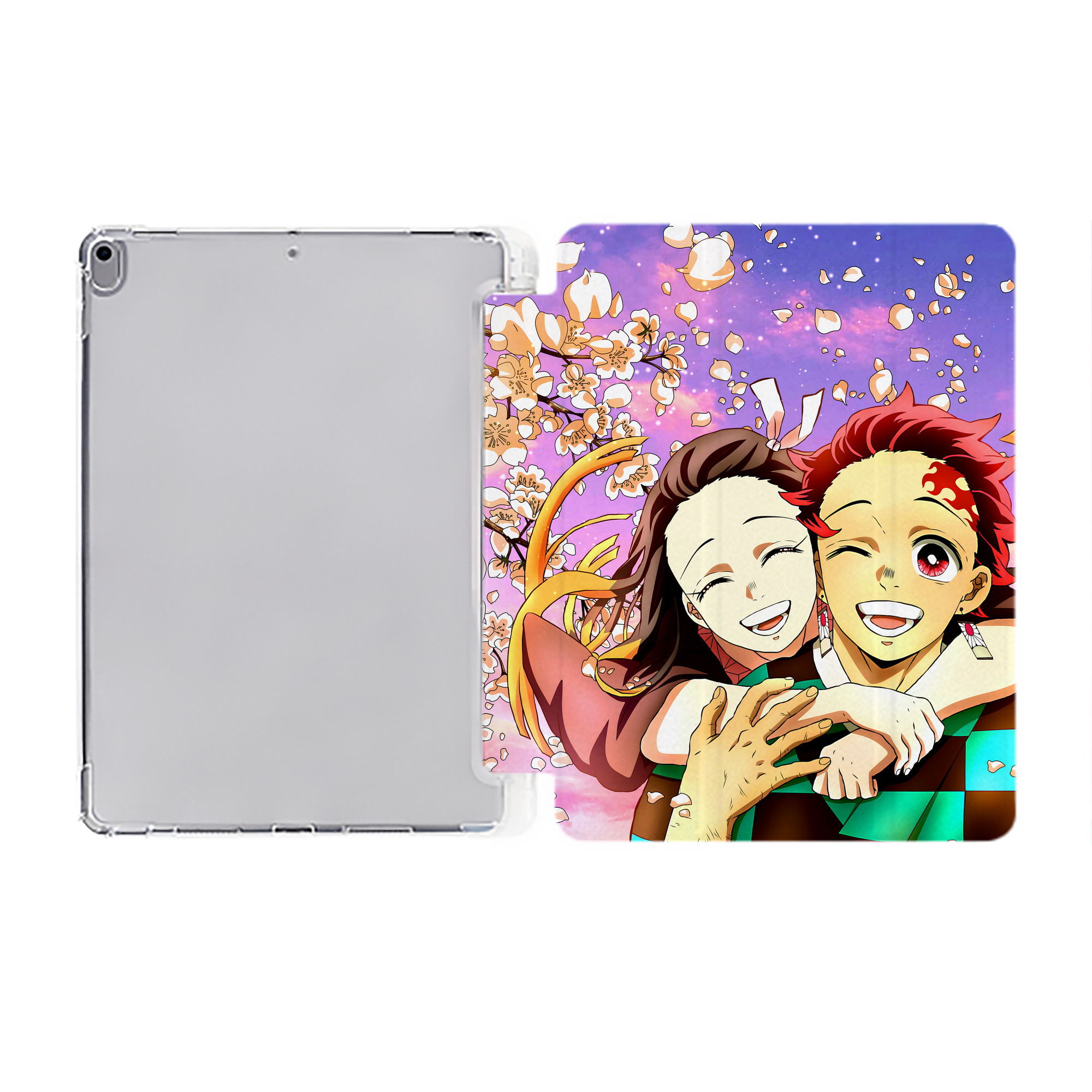 （画像用） 鬼滅の刃（きめつのやいば）竈門 炭治郎／かまど たんじろう Kamado Tanjirou IPad ケース ペン収納付き 三つ折りスタンド PUレザー×シリコン 対応機種9.5/10.5/10.9インチ